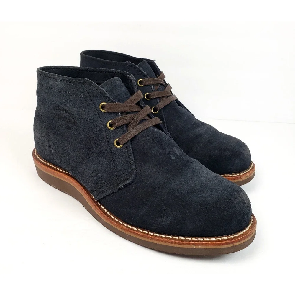 Original Chippewa Milford Mens Size 7.5 E Navy Blue Black Suede Chukka Boots